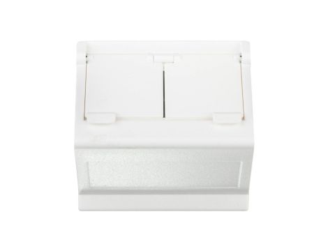 Simon Connect Płytka K45 gniazda teleinformatycznego podwójnego 2xRJ skośna z przesłoną czysta biel KB80/