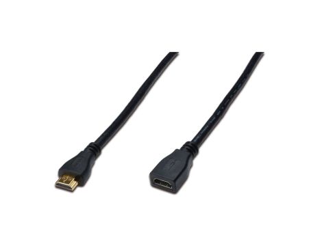 Kabel przedłużający HDMI Highspeed 1.4 z Eth. GOLD Typ HDMI A/HDMI A, M/Ż czarny 5m AK-330201-050-S