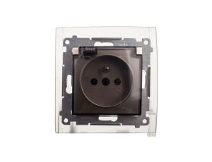 Simon 54 Gniazdo bryzgoszczelne z/u IP44 z klapką transparentną złoty mat DGZ1BZ.01/44A