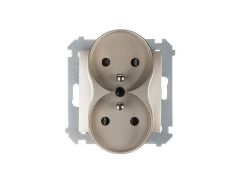 Simon 54 Gniazdo podwójne z/u 16A IP20 z przesłoną torów złoty mat DGZ2MZ.01/44