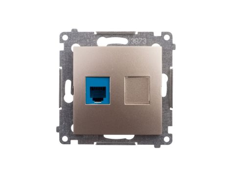 Simon 54 Gniazdo telefoniczne pojedyncze RJ12 złoty mat DT1.01/44