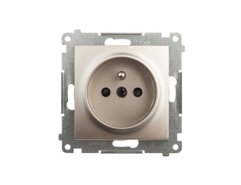 Simon 54 Gniazdo pojedyncze z/u 16A z przesłoną torów złoty mat DGZ1Z.01/44