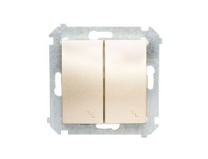 Simon 54 Łącznik schodowy podwójny z podświetleniem złoty mat DW6/2L.01/44