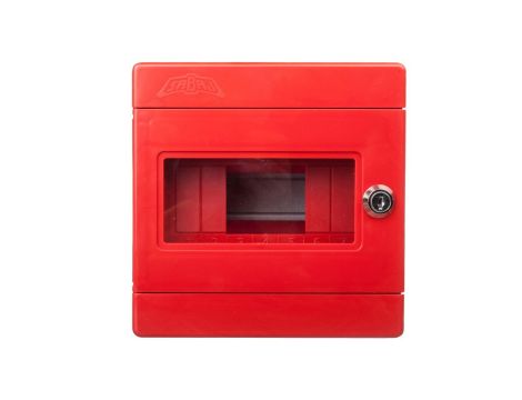 Rozdzielnica natynkowa modułowa 7 modułów IP44 180X180X100, czerwona z zamkiem i szybą, ALFA 3 Z