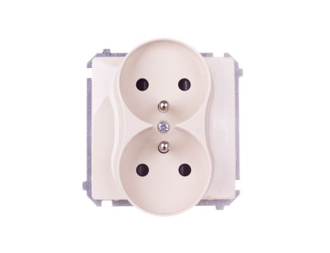 Simon Basic Gniazdo podwójne z/u 16A IP20 z przesłoną torów beżowe BMGZ2Mz.01/12