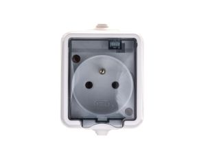 HYDRO Gniazdo hermetyczne pojedyncze z/u IP44 z klapką dymną białe 121432