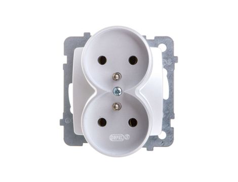 KARO Gniazdo podwójne z/u srebrny perłowy GP-2SRZ/m/43