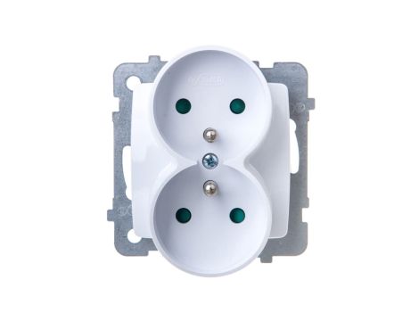 KARO Gniazdo podwójne z/u z przesłonami białe GP-2SRZP/m/00