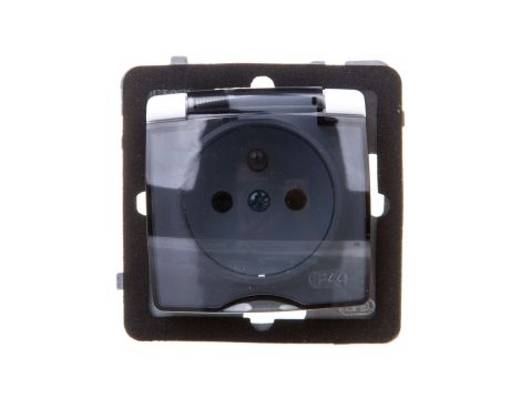KARO Gniazdo bryzgoszczelne z/u IP44 klapka przezroczysta białe GPH-1SZ/m/00/d