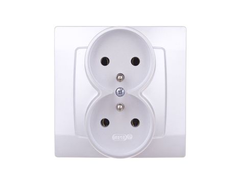 KARO Gniazdo podwójne z/u srebrny perłowy GP-2SZ/43