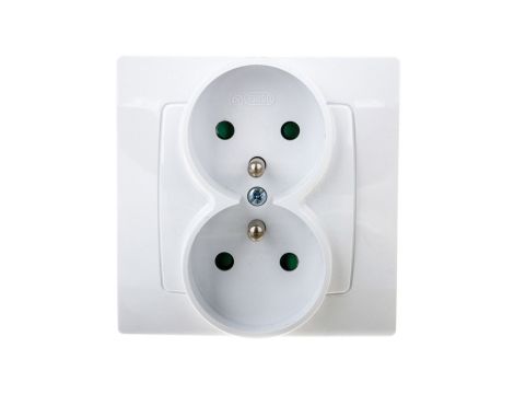 KARO Gniazdo podwójne z/u z przesłonami biały GP-2SZP/00