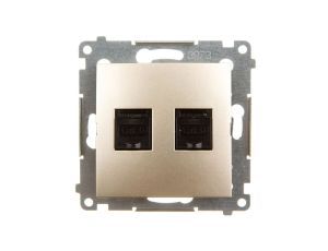 Simon 54 Gniazdo komputerowe podwójne 2xRJ45 kat.6 z przesłoną złoty mat D62.01/44