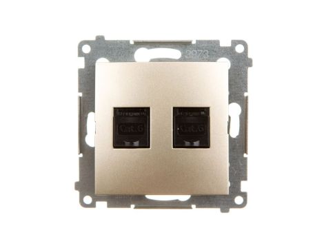 Simon 54 Gniazdo komputerowe podwójne 2xRJ45 kat.6 z przesłoną złoty mat D62.01/44