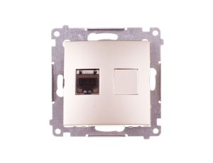 Simon 54 Gniazdo komputerowe pojedyncze RJ45 kat.6 ekranowane z przesłoną złoty mat D61E.01/44