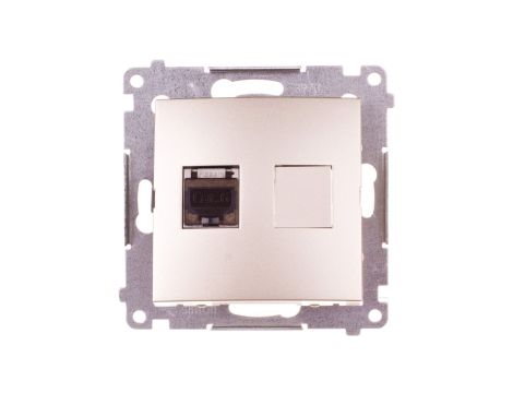 Simon 54 Gniazdo komputerowe pojedyncze RJ45 kat.6 ekranowane z przesłoną złoty mat D61E.01/44
