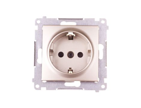 Simon 54 Gniazdo pojedyncze SCHUKO z/u 16A IP20 z przesłoną torów złoty mat DGSz1Z.01/44