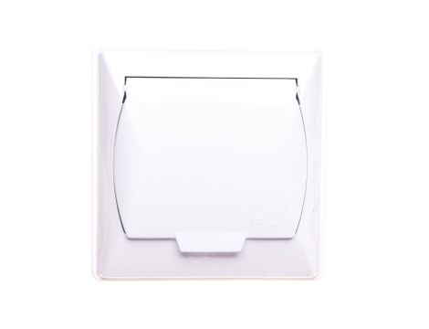 AKCENT Gniazdo bryzgoszczelne z/u IP44 klapka biała GPH-1AZ/00/w