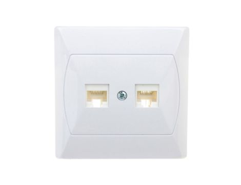 AKCENT Gniazdo komputerowe podwójne RJ45 kat.5e FOREX białe GPK-2A/F/00