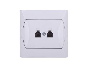 AKCENT Gniazdo telefoniczne podwójne RJ11 niezależne białe GPT-2AN/00