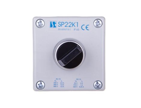 Kaseta sterownicza 1-otworowa pokrętło dwupołożeniowe IP65 przepust PG-G20W01 szara SP22K1\06-2