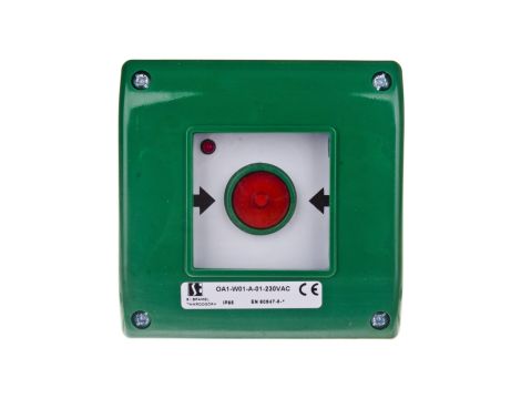 Przycisk awaryjny natynkowy 0Z 1R zielony OA1-W01-A-01-230VAC