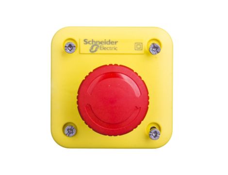 Kaseta z przyciskiem bezpieczeństwa przez obrót 1R żółta IP65 XALEK1701