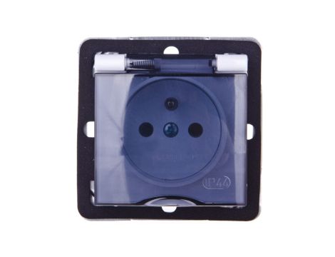 IMPRESJA Gniazdo bryzgoszczelne z/u IP44 klapka przezroczysta białe GPH-1YZ/m/00/d