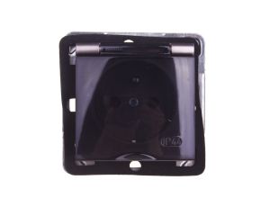 IMPRESJA Gniazdo bryzgoszczelne z/u IP44 klapka przezroczysta tytan GPH-1YZ/m/23/d