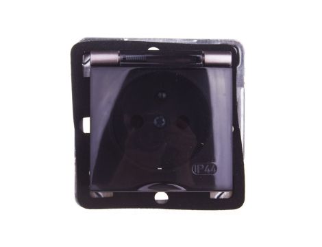 IMPRESJA Gniazdo bryzgoszczelne z/u IP44 klapka przezroczysta tytan GPH-1YZ/m/23/d