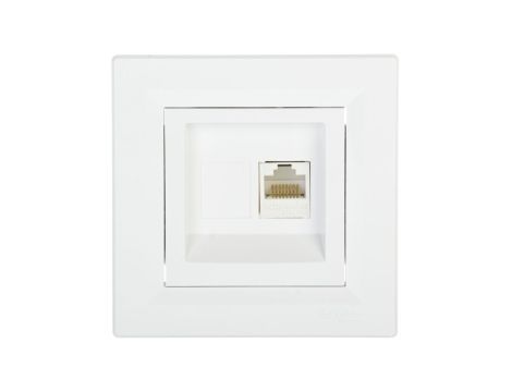 Gniazdo komputerowe Asfora pojedyncze RJ45 kat.5e białe z ramką EPH4300121