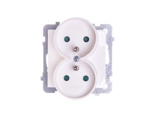 AS Gniazdo podwójne z/u z przesłonami ecru GP-2GRZP/m/27