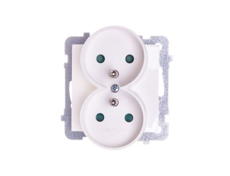 AS Gniazdo podwójne z/u z przesłonami ecru GP-2GRZP/m/27