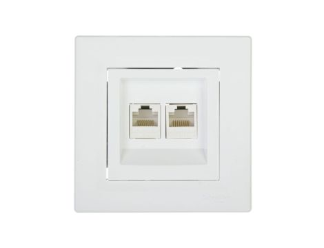Gniazdo komputerowe Asfora podwójne 2xRJ45 kat.5e białe z ramką EPH4400121