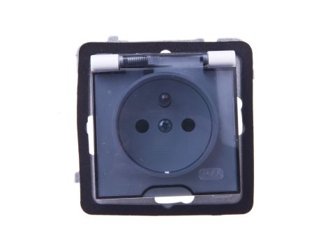 AS Gniazdo bryzgoszczelne z/u IP44 z przesłonami klapka przezroczysta białe GPH-1GZP/m/00/d