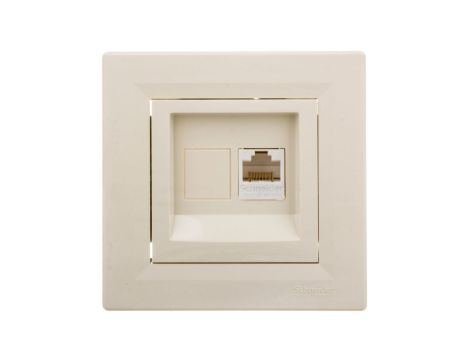 Gniazdo komputerowe Asfora pojedyncze RJ45 kat.6 kremowe z ramką EPH4700123