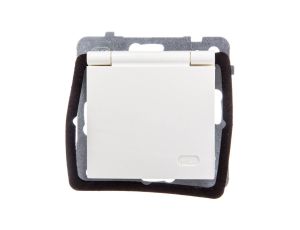 AS Gniazdo bryzgoszczelne z/u IP44 z przesłonami klapka ecru GPH-1GZP/m/27/w