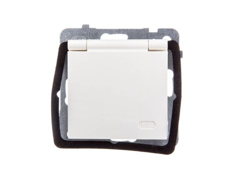 AS Gniazdo bryzgoszczelne z/u IP44 z przesłonami klapka ecru GPH-1GZP/m/27/w