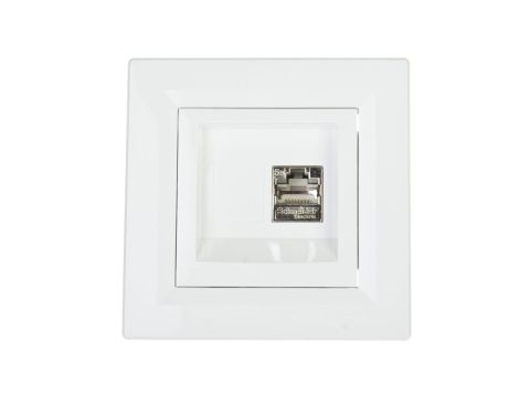 Gniazdo komputerowe Asfora pojedyncze RJ45 kat.5e ekranowane białe z ramką EPH5000121