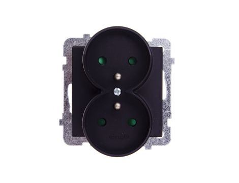 SONATA Gniazdo podwójne z/u z przesłonami czarny metalik GP-2RRZP/m/33