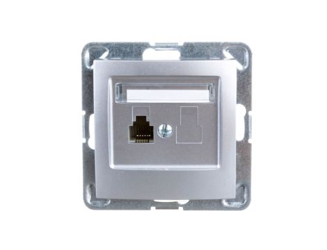 IMPRESJA Gniazdo telefoniczne pojedyncze RJ11 srebrne GPT-1Y/m/18