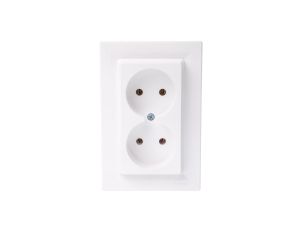 Gniazdo podwójne Asfora b/u białe z ramką EPH9700221