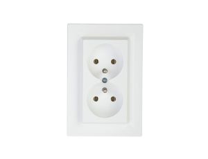 Gniazdo podwójne Asfora z/u białe z ramką EPH9800221