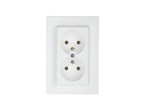 Gniazdo podwójne Asfora z/u białe z ramką EPH9800221