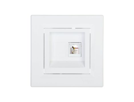 Gniazdo telefoniczne Asfora pojedyncze RJ11 białe z ramką EPH4100121