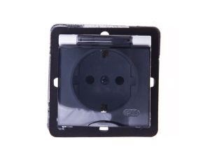 IMPRESJA Gniazdo bryzgoszczelne z/u Schuko IP44 klapka przezroczysta białe GPH-1YS/m/00/d