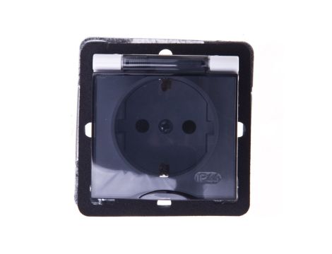 IMPRESJA Gniazdo bryzgoszczelne z/u Schuko IP44 klapka przezroczysta białe GPH-1YS/m/00/d