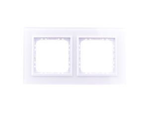 SONATA Ramka podwójna białe szkło / biała R-2RGC/31/00