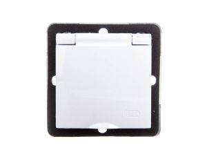 IMPRESJA Gniazdo bryzgoszczelne z/u IP44 z przesłonami klapka biała GPH-1YZP/m/00/w