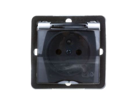 IMPRESJA Gniazdo bryzgoszczelne z/u IP44 klapka przezroczysta srebrne GPH-1YZ/m/18/d