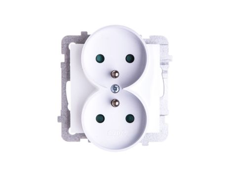 AS Gniazdo podwójne z/u z przesłonami białe GP-2GRZP/m/00